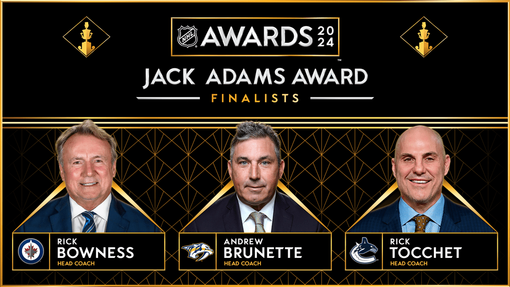 Bowness, Brunette, Tocchet unveiled as 2023-24 Jack Adams Award finalists