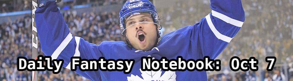 Daily Fantasy Hockey Notebook — 10/07/19
