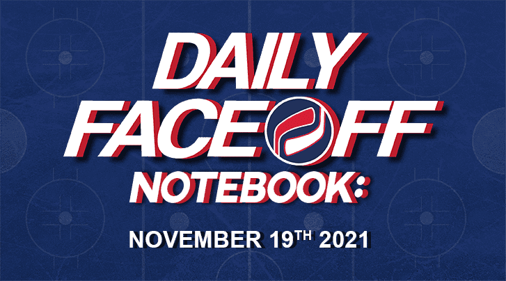 Daily Fantasy Hockey Notebook 📘 — 11/19/21