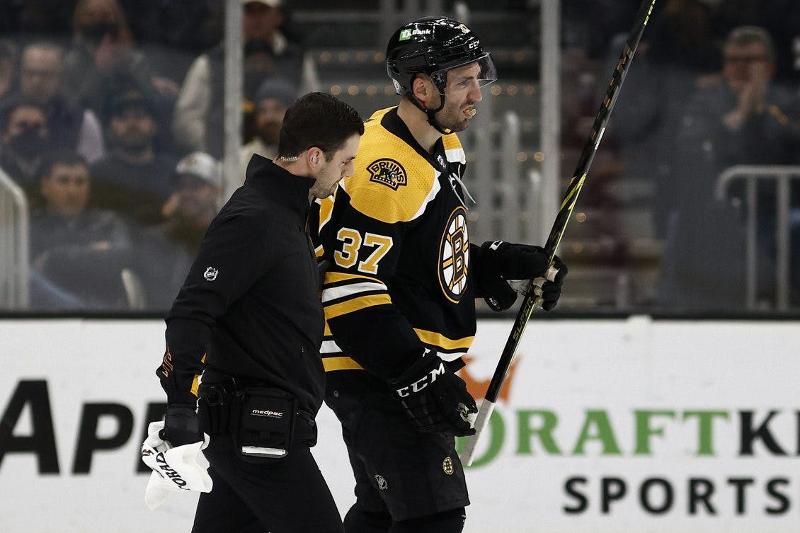 Patrice Bergeron will miss Thursday’s game with a lower-body injury