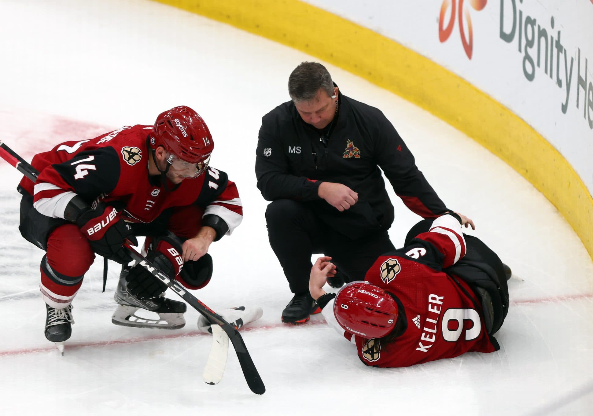 Arizona Coyotes’ Clayton Keller suffers season-ending injury after awkward fall into boards
