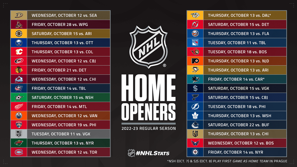 NHL releases schedule for 2022-23 regular season