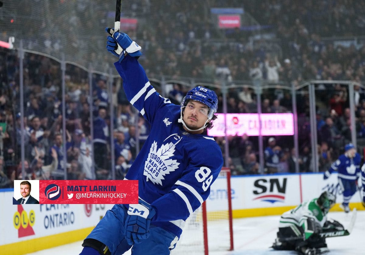 Morgan Rielly of the Toronto Maple Leafs cross checks Rasmus Dahlin News  Photo - Getty Images