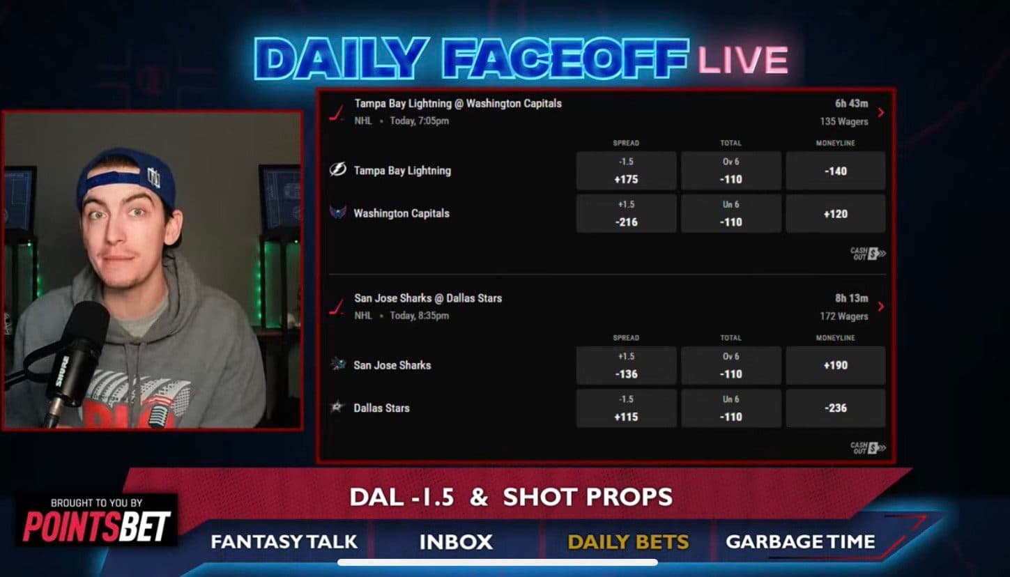 PointsBet Daily Picks: Dallas Stars puckline & shot props