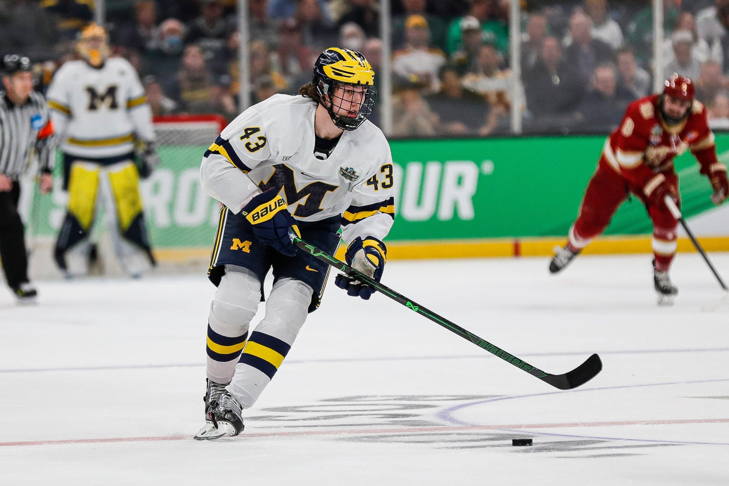 Luke Hughes speaks to the media after signing, skating with Devils for the  first time