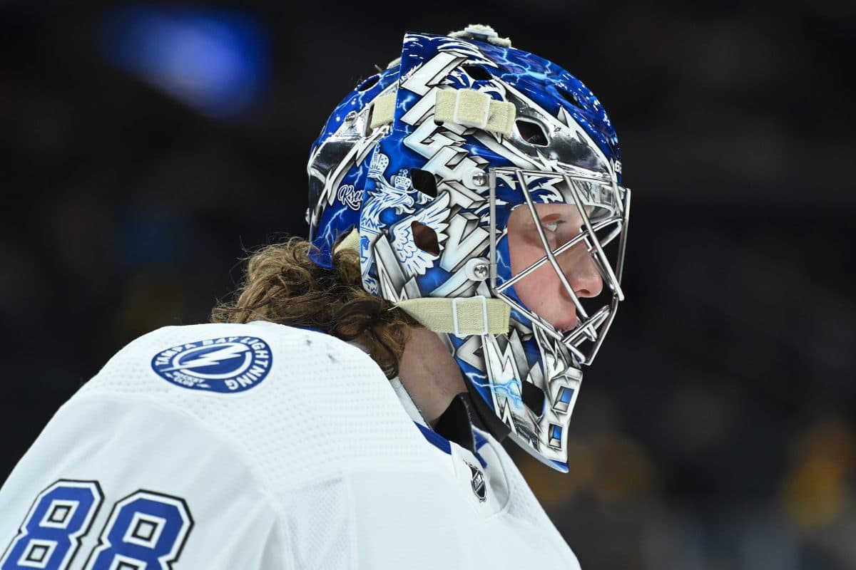 Tampa Bay Lightning goaltender Andrei Vasilevskiy makes a save