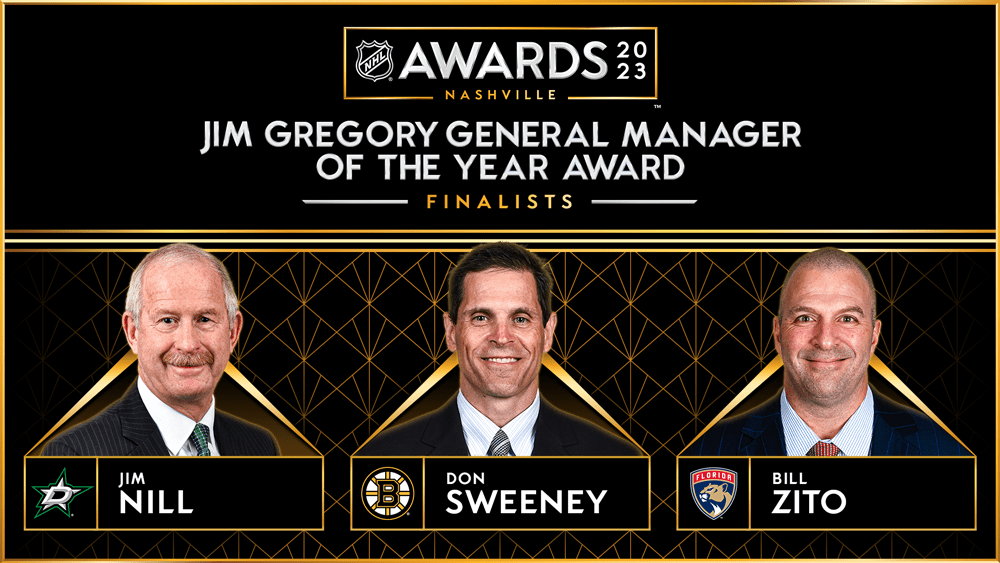 Jim Nill, Don Sweeney, and Bill Zito announced as finalists for Jim Gregory General Manager of the Year Award