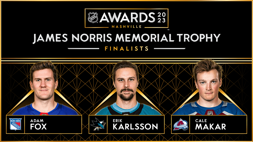 Adam Fox, Erik Karlsson and Cale Makar named 2023 Norris Trophy Finalists