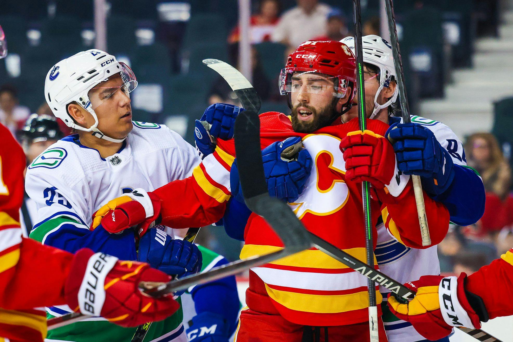 Calgary Flames re-sign center Clark Bishop to two-year contract
