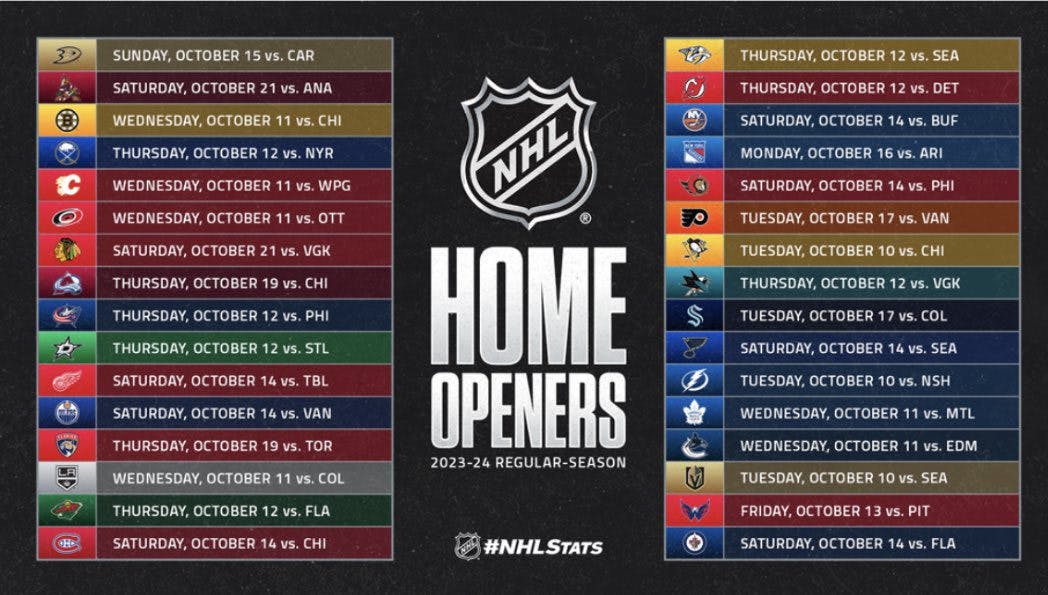 NHL releases schedule for 2023-24 regular season
