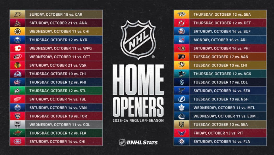 NHL releases schedule for 2023-24 regular season