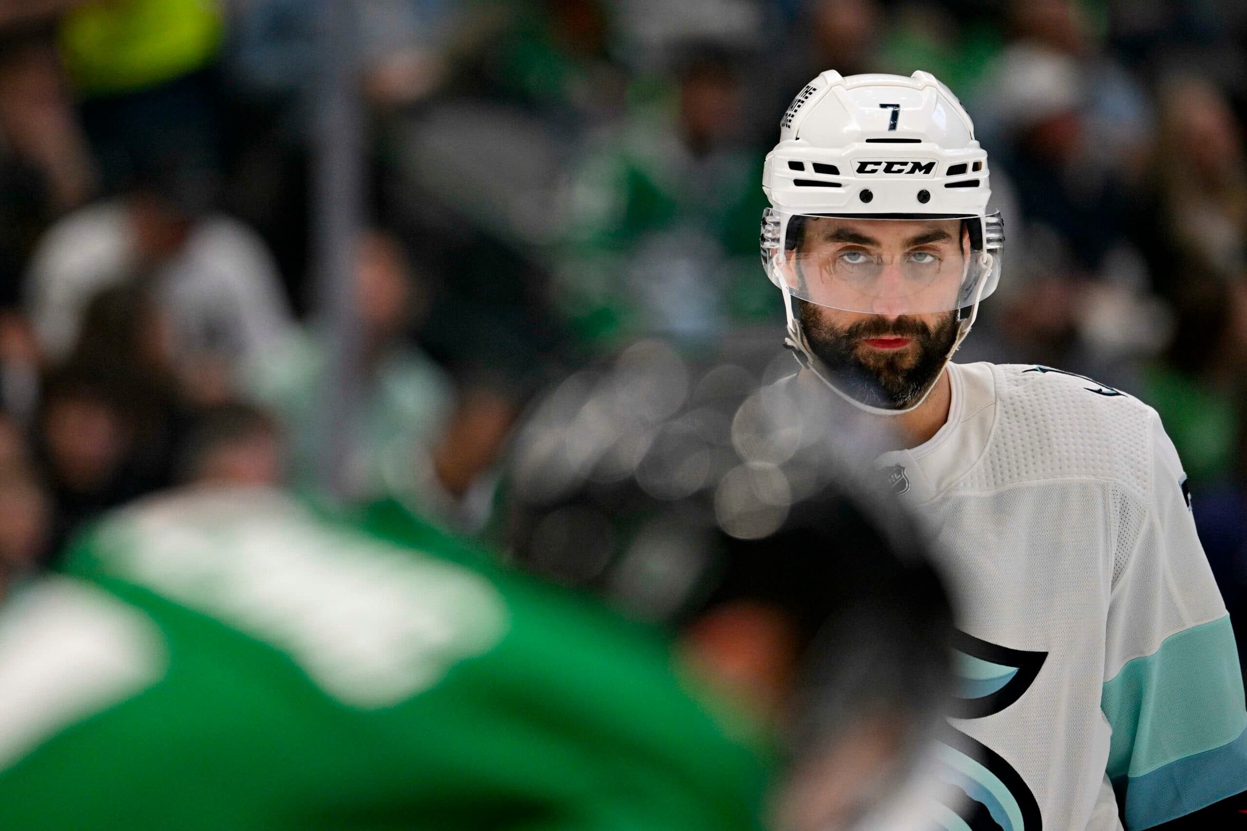 Seattle Kraken’s Jordan Eberle injured by skate blade; Shane Wright, Ryan Winterton called up from AHL