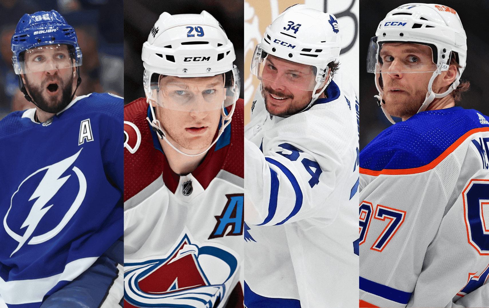 Nikita Kucherov, Nathan MacKinnon, Auston Matthews and Connor McDavid (Photos from USA Today Sports)