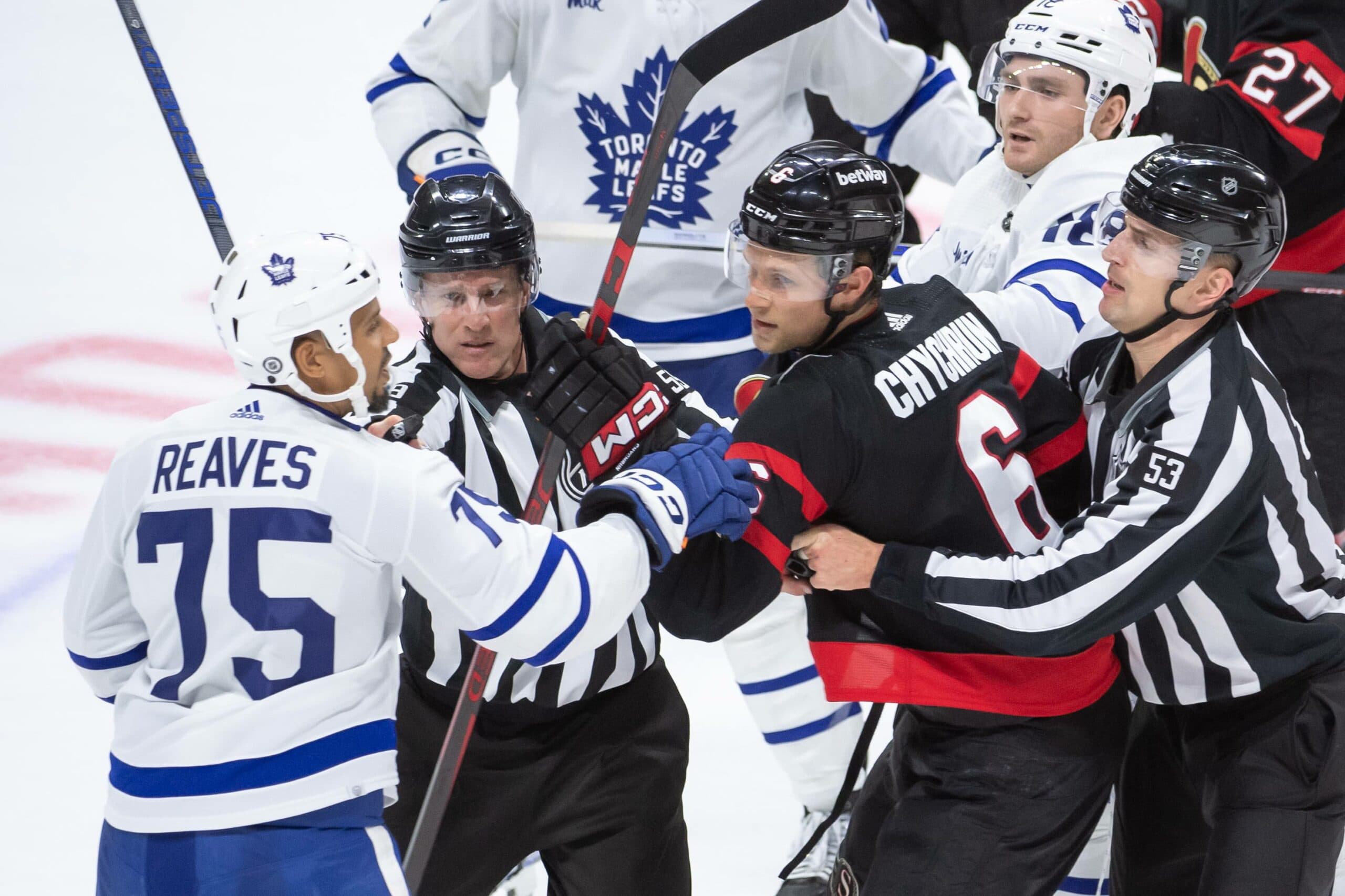 ‘Make hockey violent again’: Maple Leafs’ Ryan Reaves responds to Morgan Rielly-Ridly Greig incident