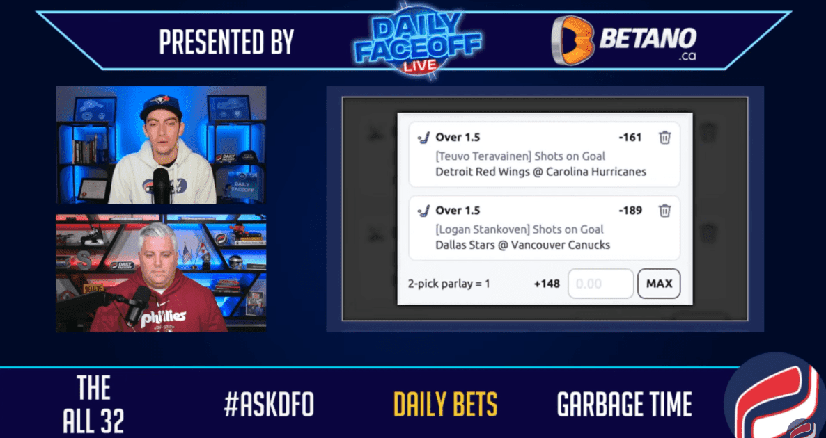 Betano Daily Bets: Predators puckline and Stankoven, Teravainen shot prop parlay