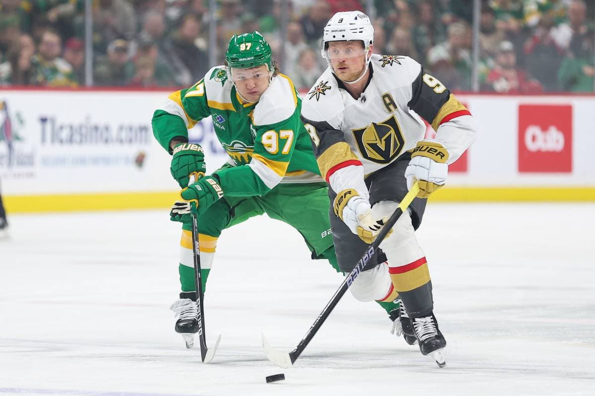 Vegas Golden Knights’ Jack Eichel given game misconduct for spearing Minnesota Wild’s Kirill Kaprizov