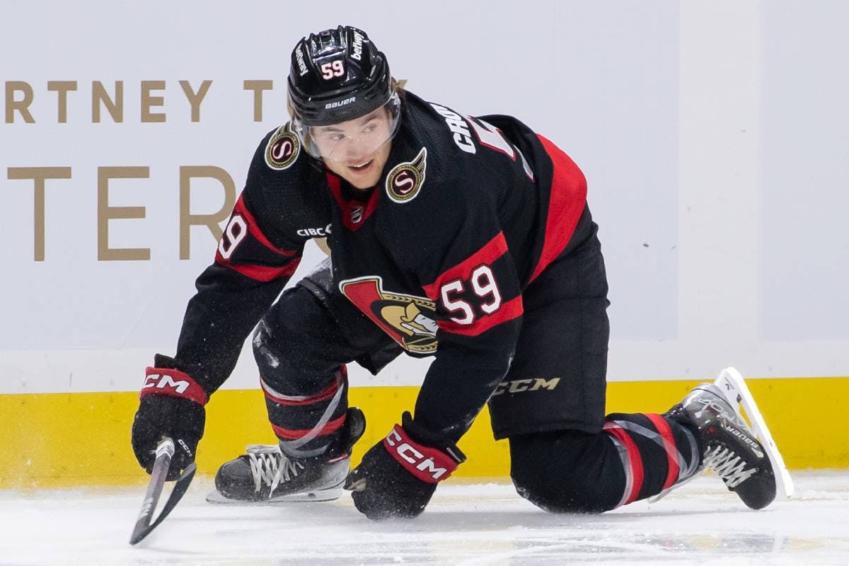 Ottawa Senators forward Angus Crookshank out indefinitely with lower-body injury