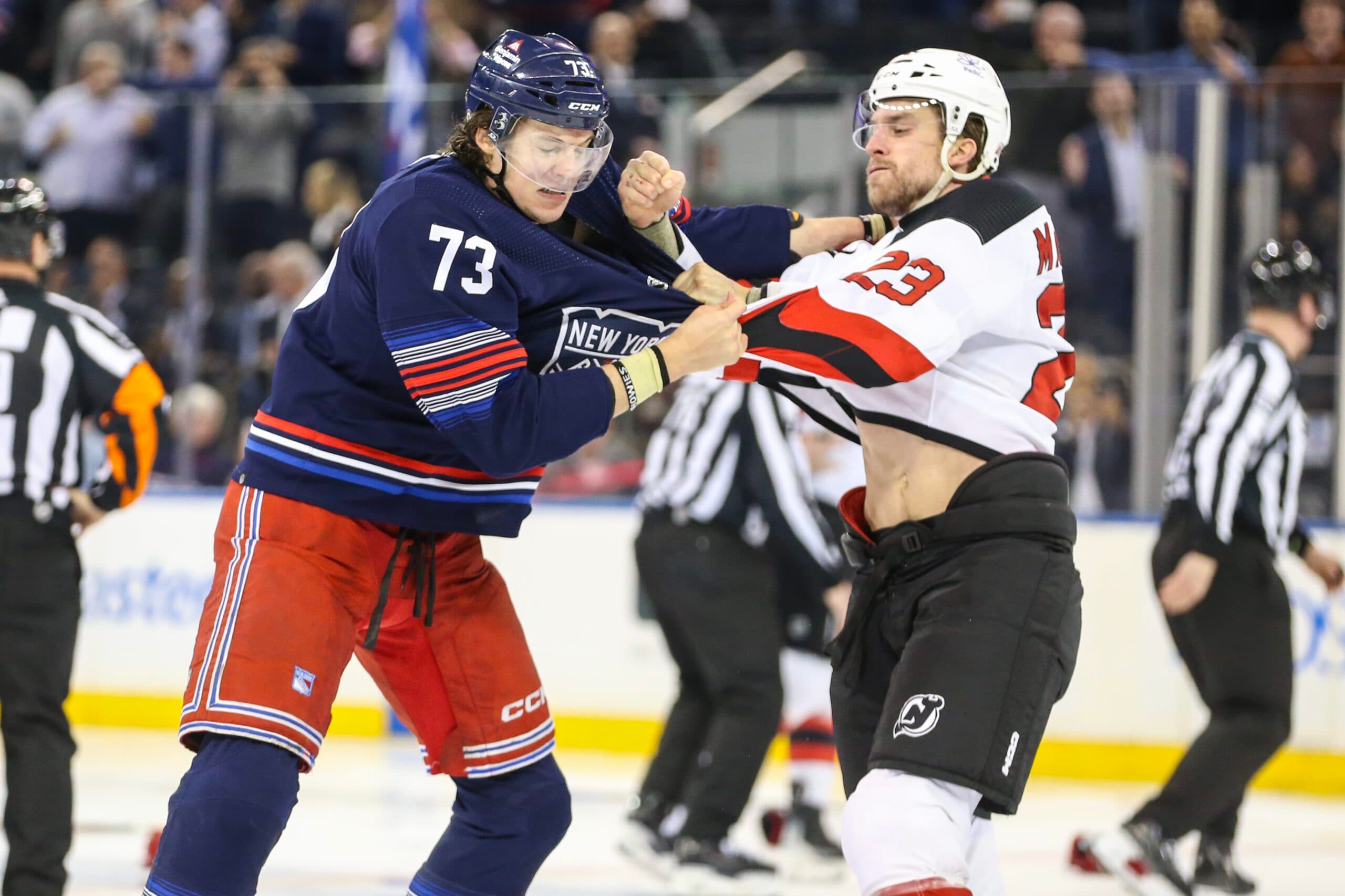 Devils, Rangers assessed 164 PIM, 8 ejections after first-period line brawl