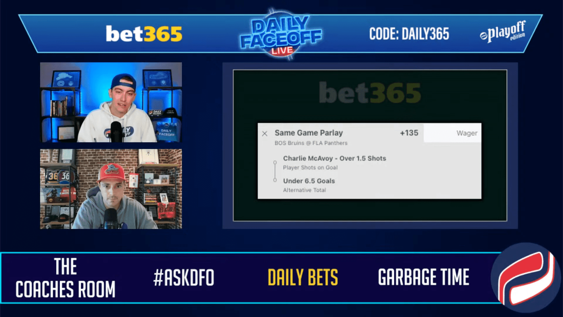 bet365 Daily Bets: McAvoy O1.5 shots and Bruins vs. Panthers U6.5