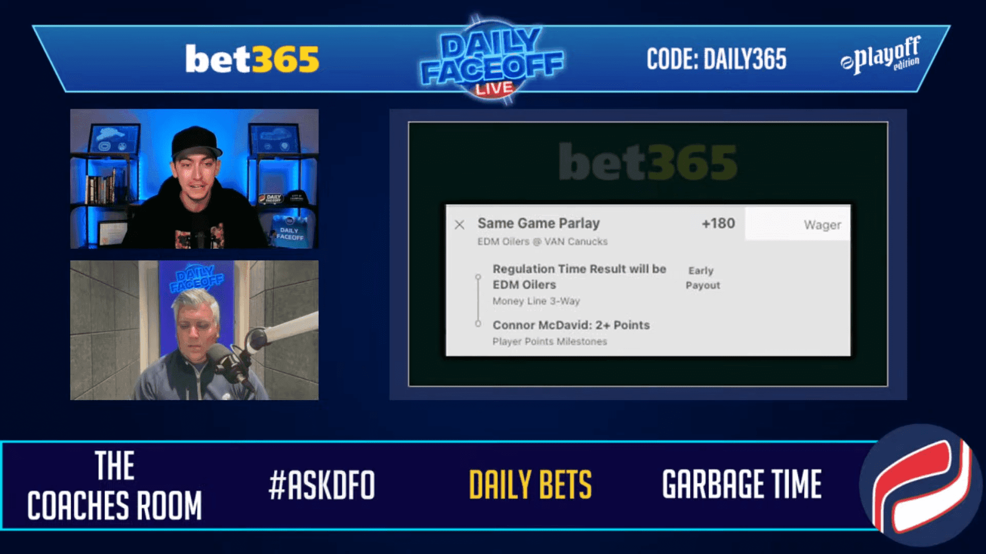 bet365 Daily Bets: Oilers ML and McDavid 2+ points