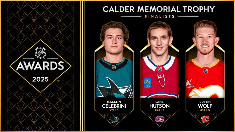 Celebrini, Hutson, Wolf voted finalists for 2025 Calder Trophy
