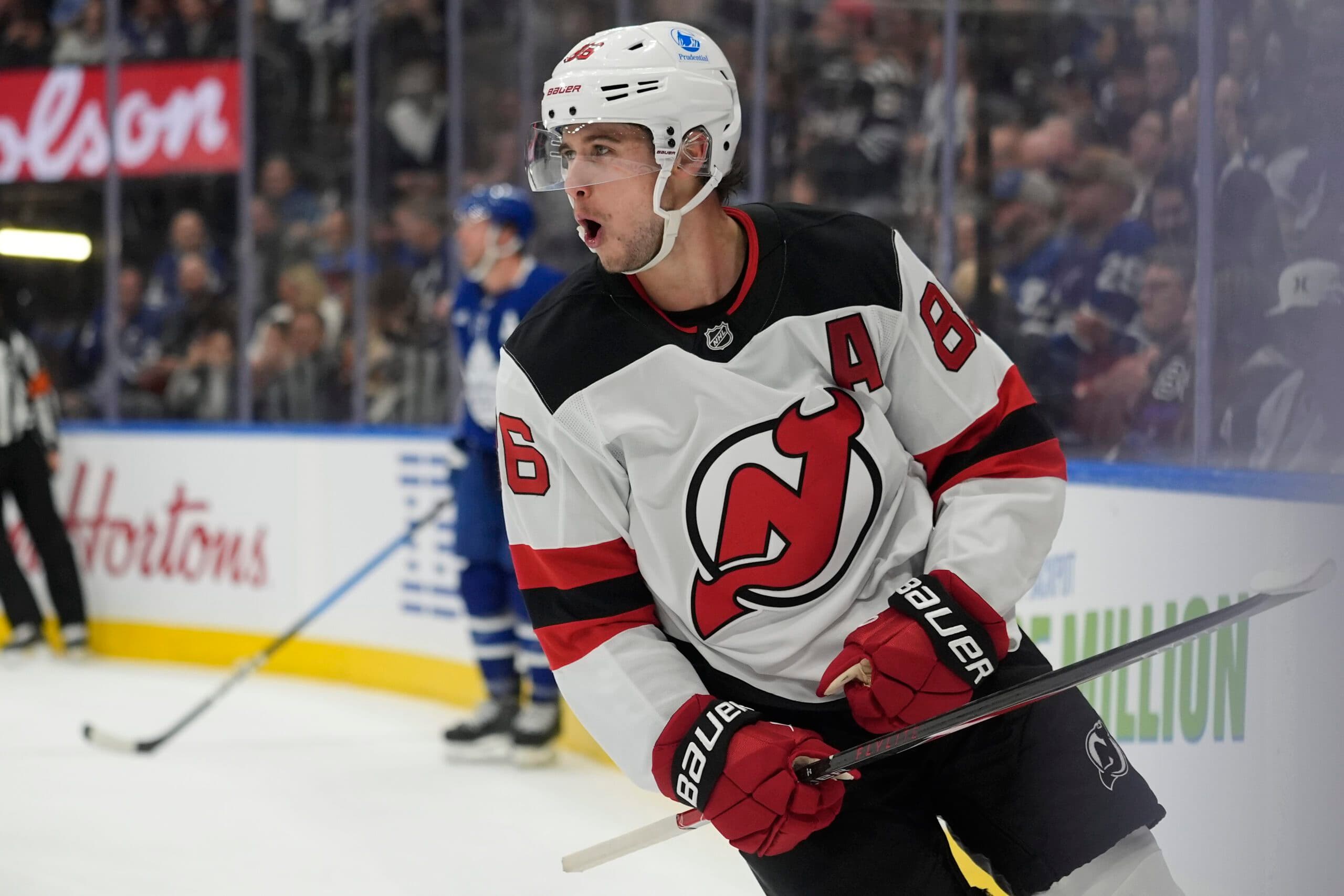 Jack Hughes has six goals over a three-game goal-scoring streak.