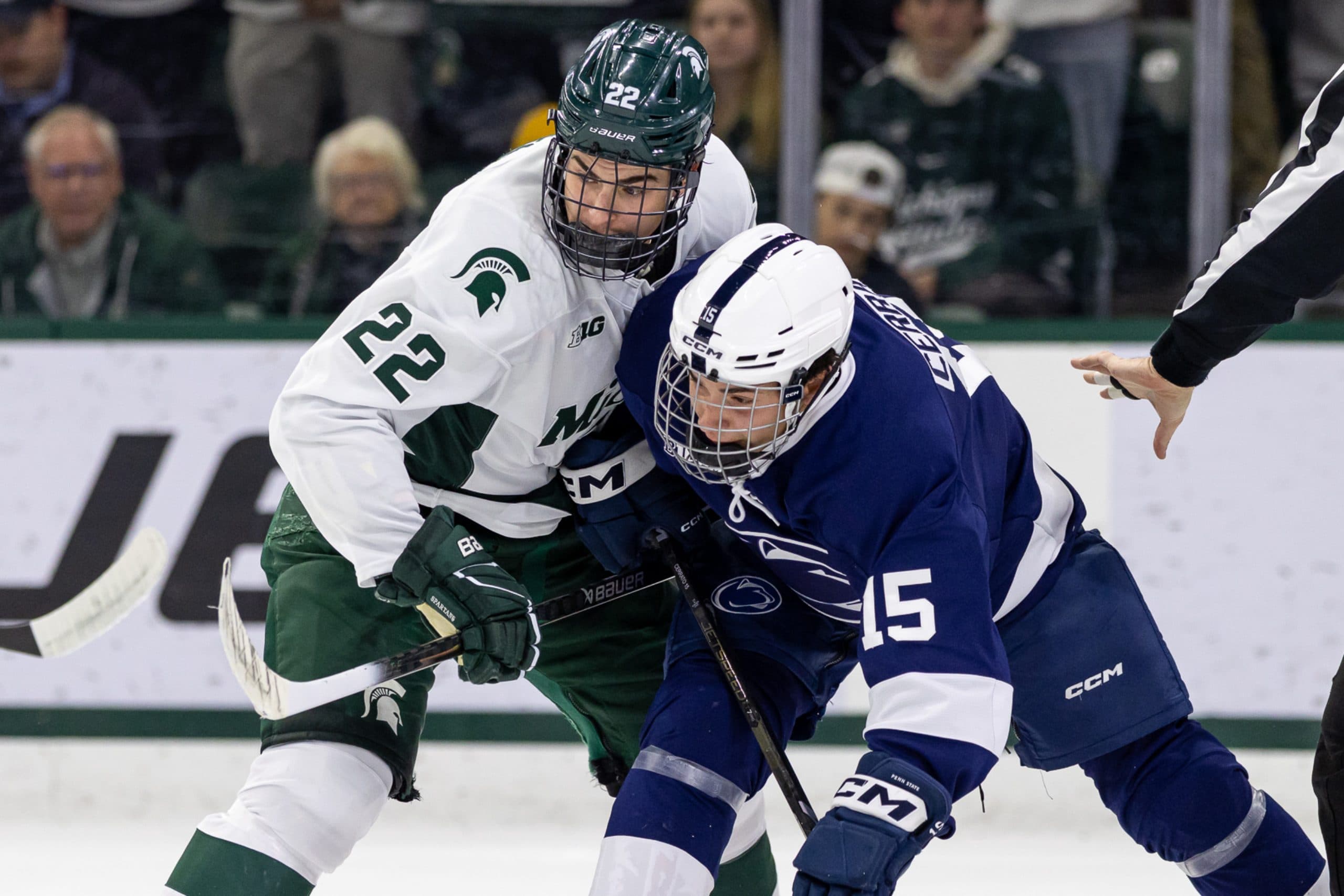 Michigan State forward Porter Martone, Penn State forward Charlie Cerrato