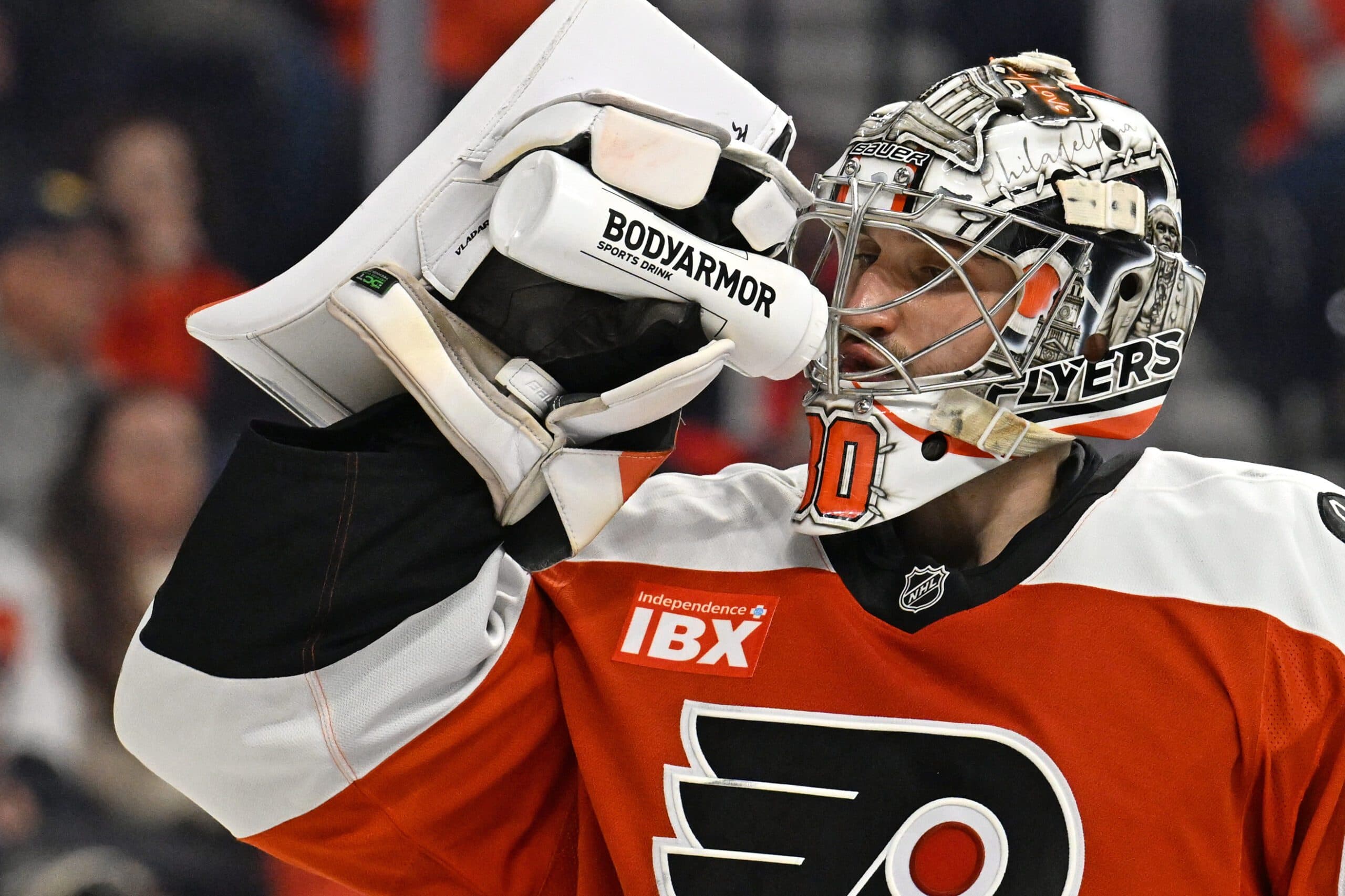 Vladar played the first period but did not come out for the second.