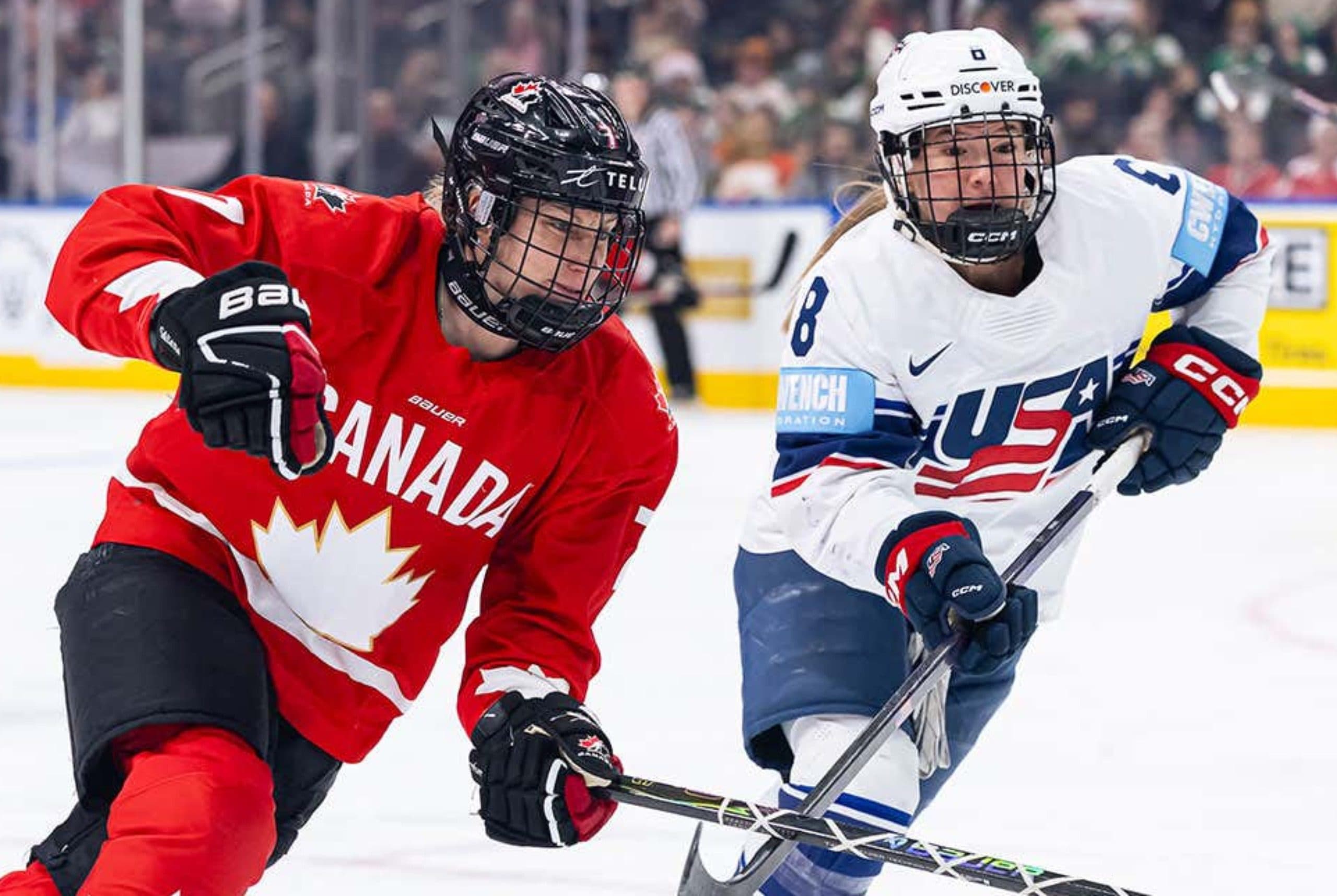 Canada forward Laura Stacey, USA defender Haley Winn