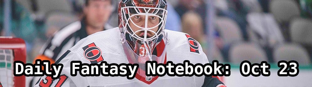 Daily Fantasy Hockey Notebook — 10/23/19