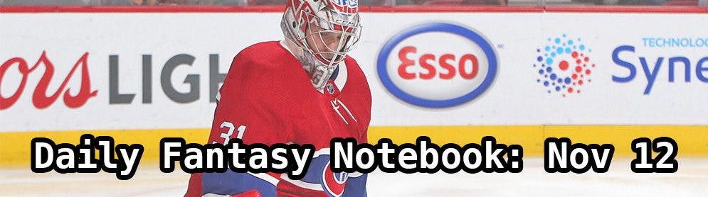 Daily Fantasy Hockey Notebook — 11/12/19