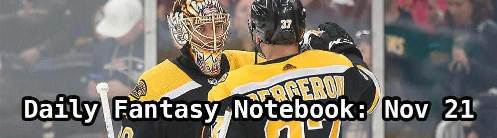 Daily Fantasy Hockey Notebook — 11/21/19