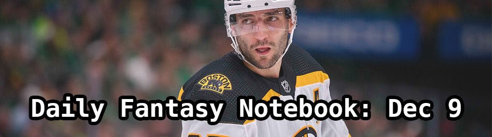 Daily Fantasy Hockey Notebook — 12/09/19
