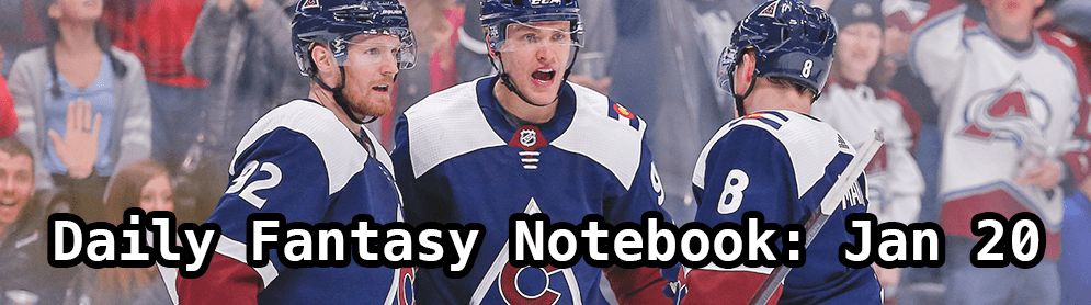 Daily Fantasy Hockey Notebook — 01/20/20