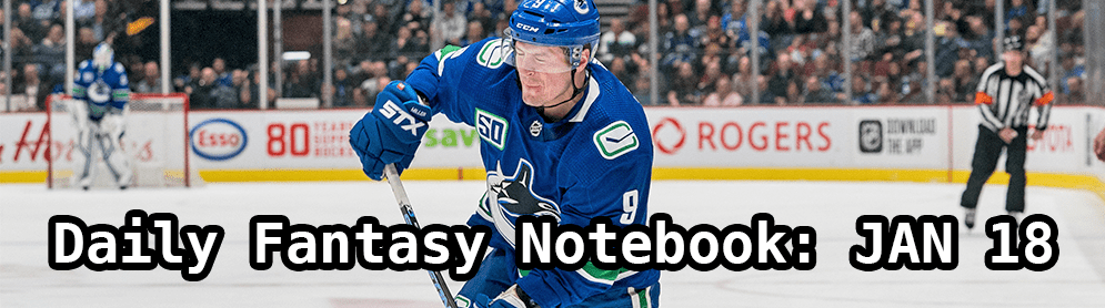 Daily Fantasy Hockey Notebook — 01/18/21