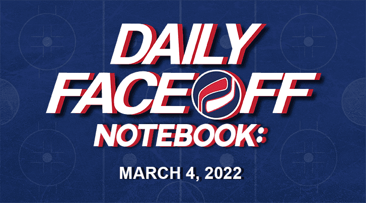 Daily Fantasy Hockey Notebook — 03/04/22