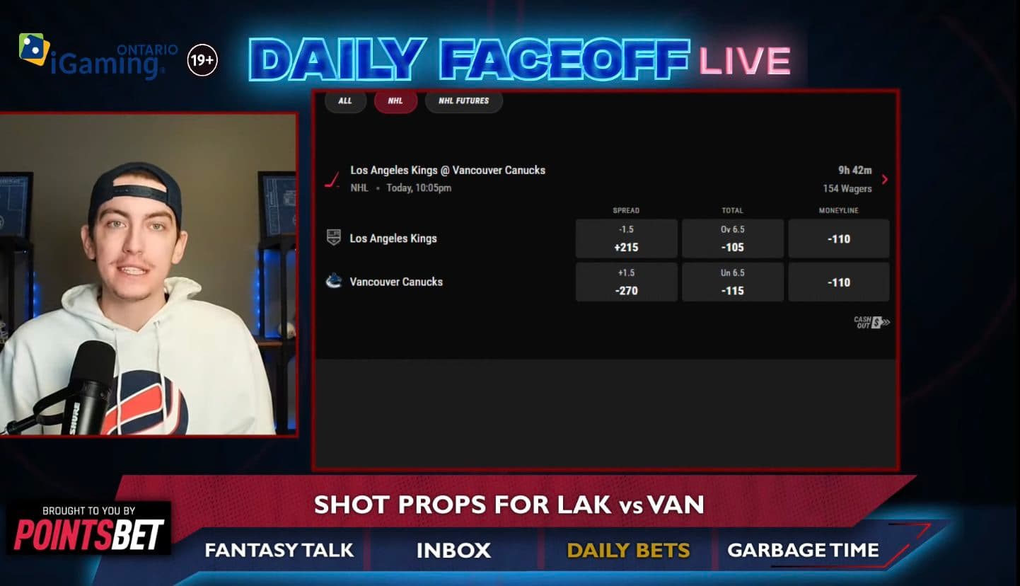 PointsBet Daily Picks: Bo Horvat shot prop