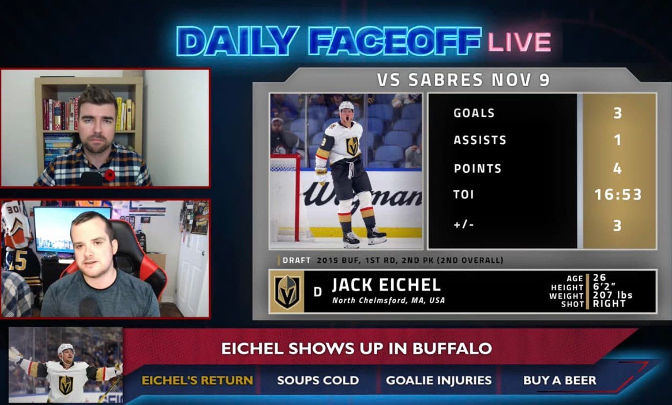 Daily Faceoff Live: Jack Eichel’s hat trick against Sabres