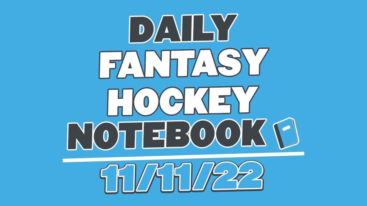 Daily Fantasy Hockey Notebook – 11/11/22