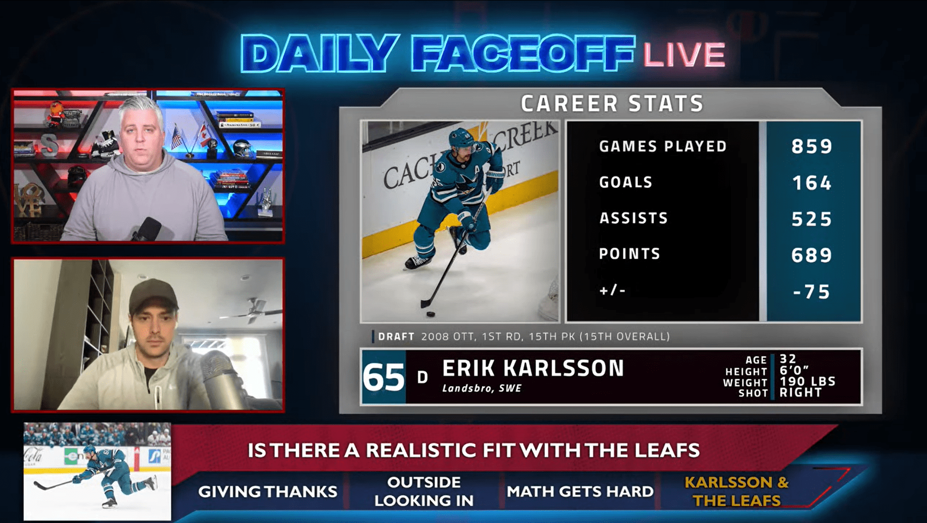 Daily Faceoff Live: Could the Toronto Maple Leafs make an Erik Karlsson trade work?