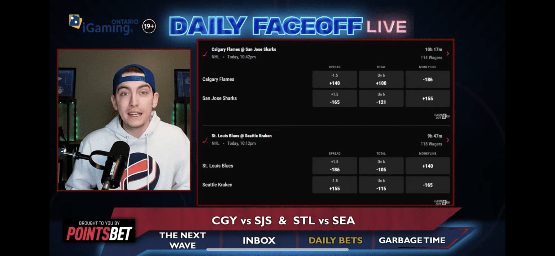 PointsBet Daily Bets: Flames/Sharks Puckline & Kraken/Blues