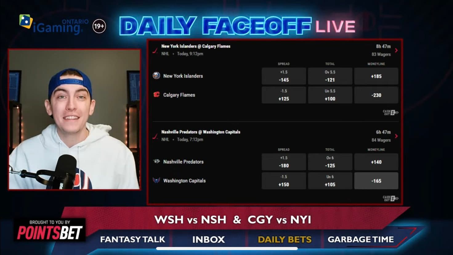PointsBet Daily Bets: Mikael Backlund shot prop & Predators/Capitals