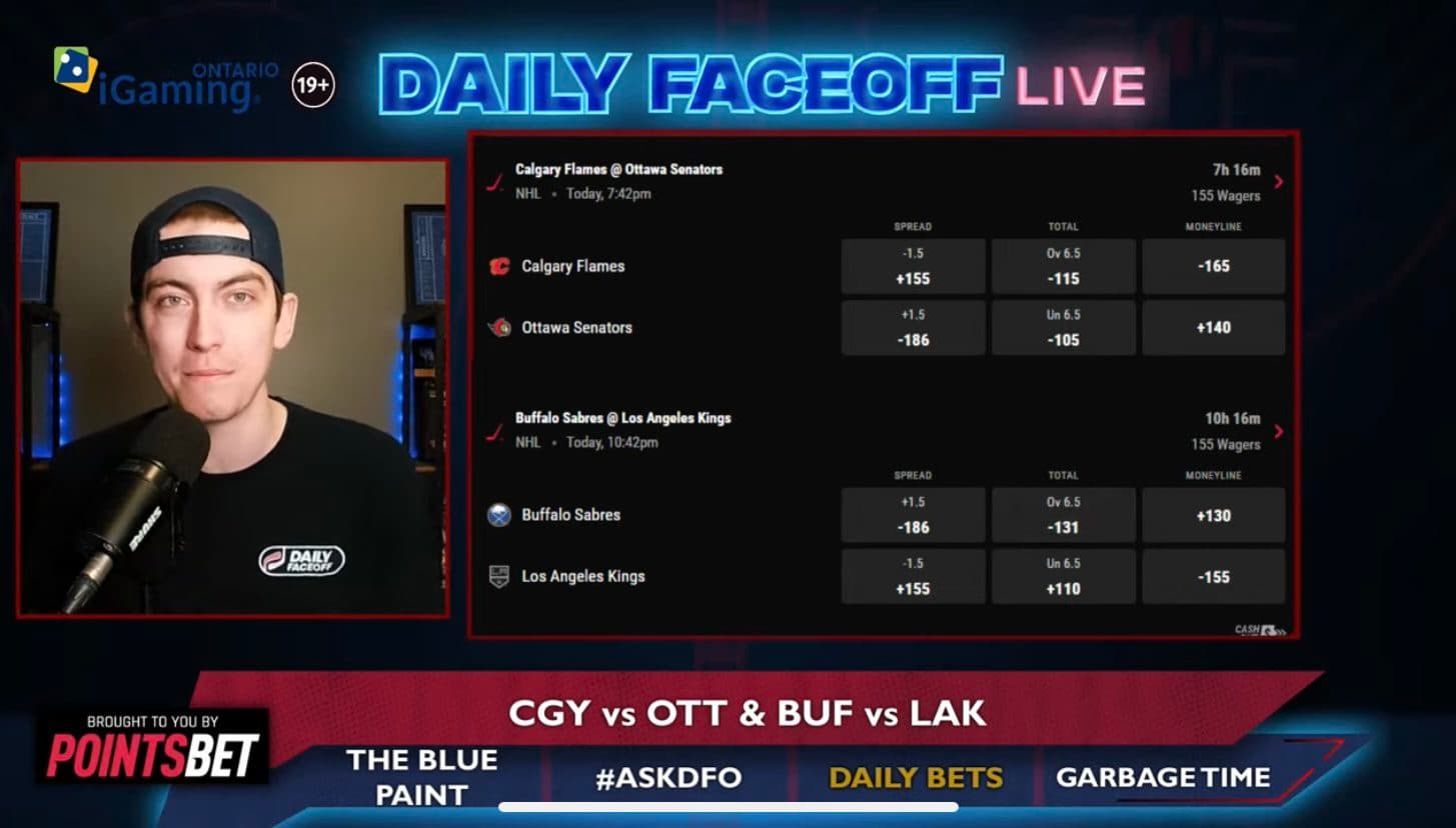 PointsBet Daily Bets: Flames/Senators Puckline & Sabres/Kings