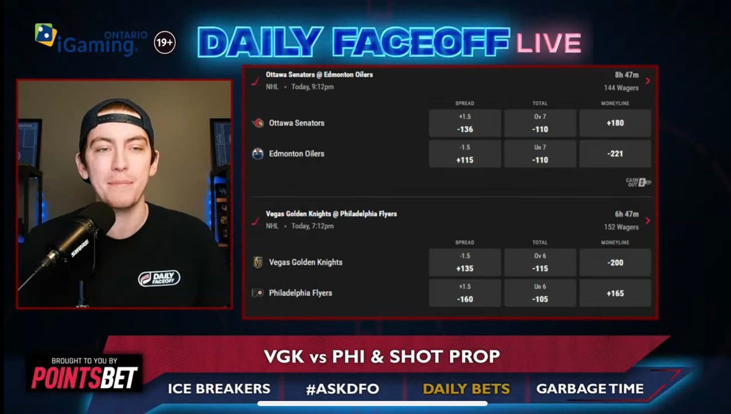 PointsBet Daily Bets: Golden Knights Puckline & Taylor Raddysh + Lawson Crouse shot prop