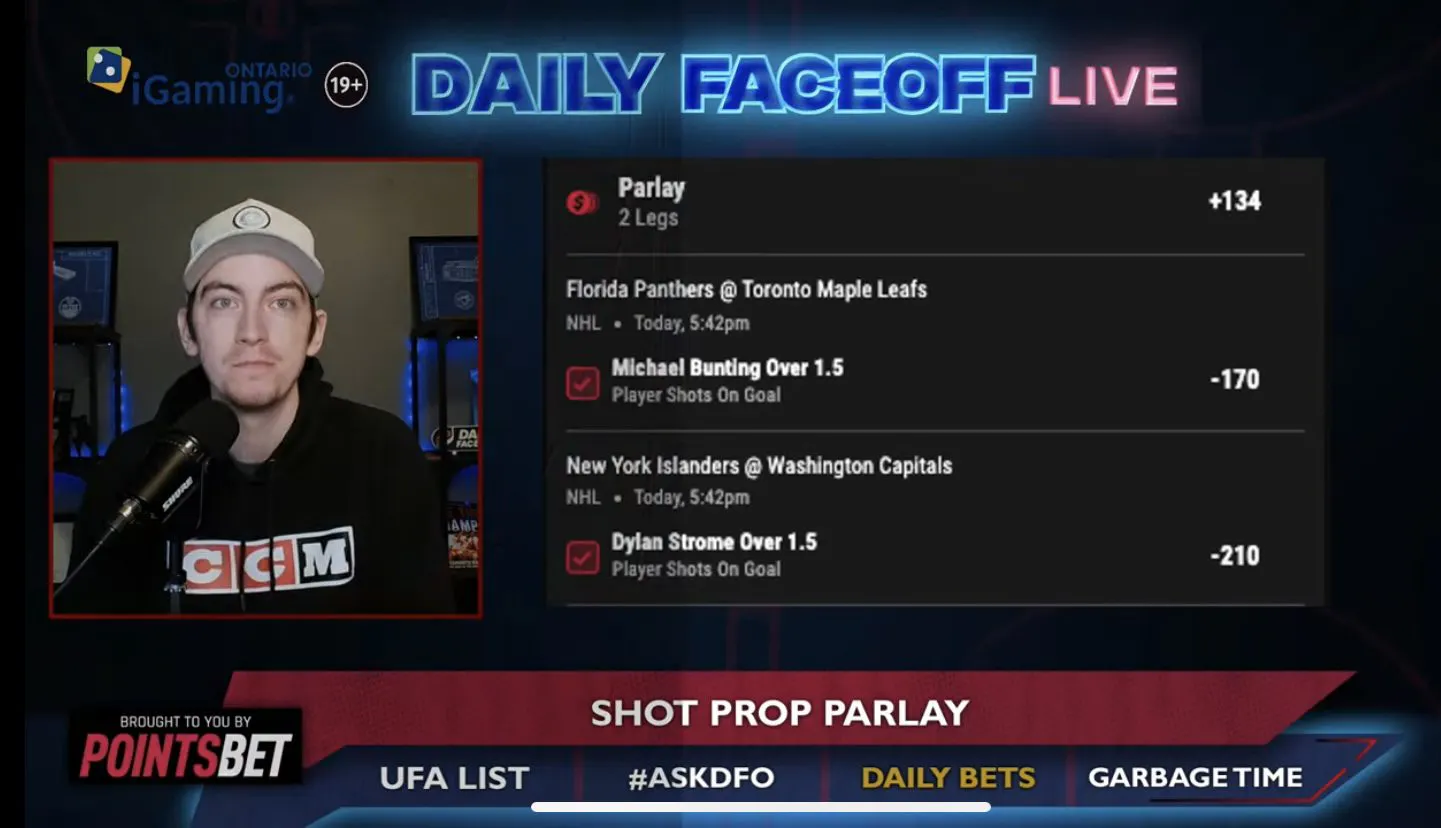 PointsBet Daily Bets: Dylan Strome & Michael Bunting shot prop parlay