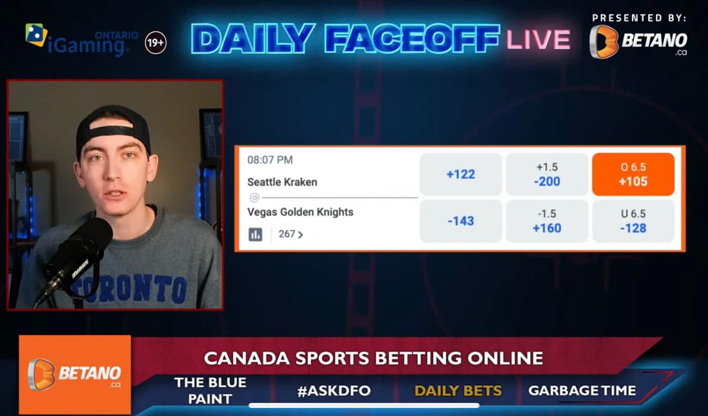 Betano Daily Bets: Kraken/Golden Knights Over & Bryan Rust shot prop