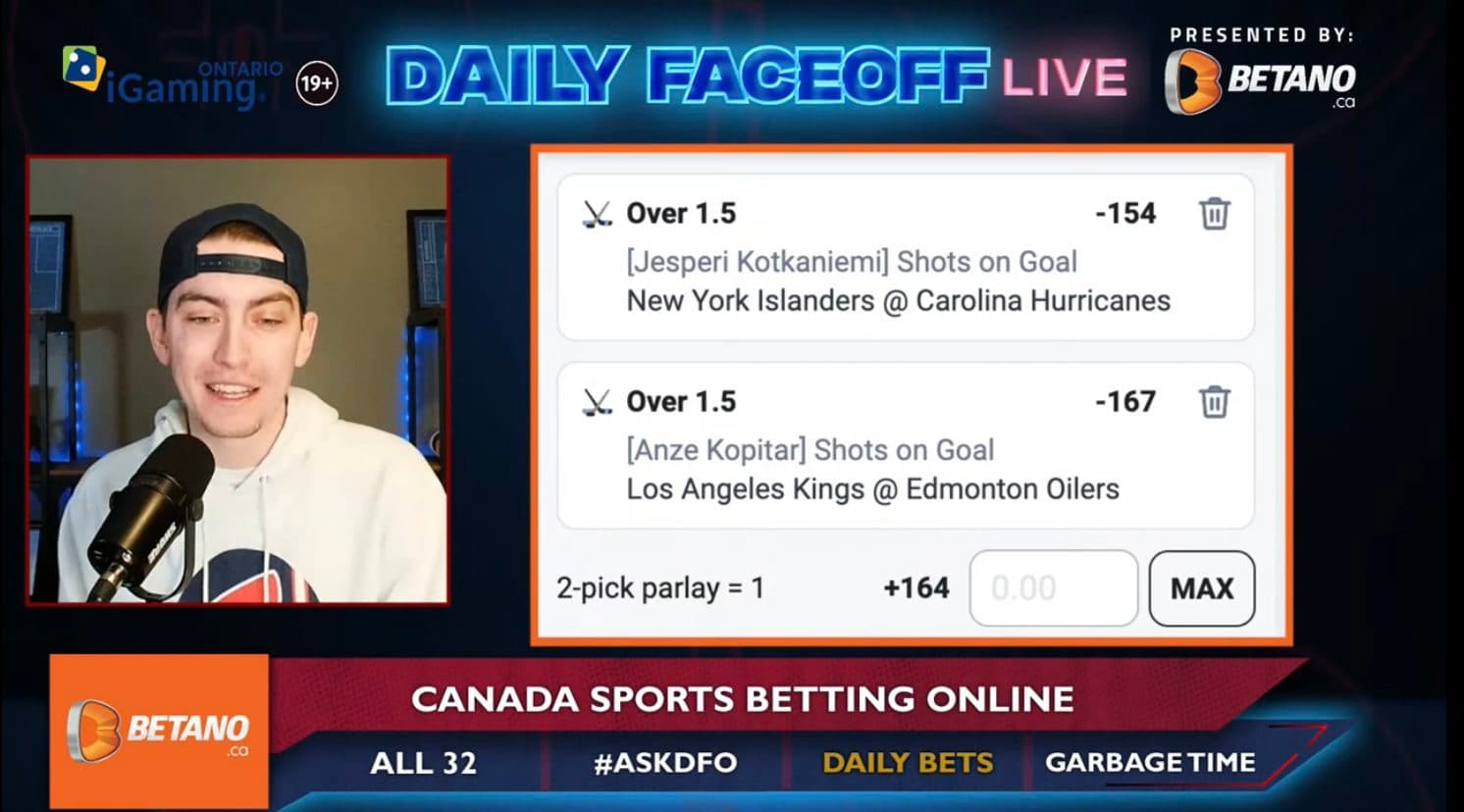 Betano Daily Bets: Oilers at -115 & Anze Kopitar + Jesperi Kotkaniemi shot prop