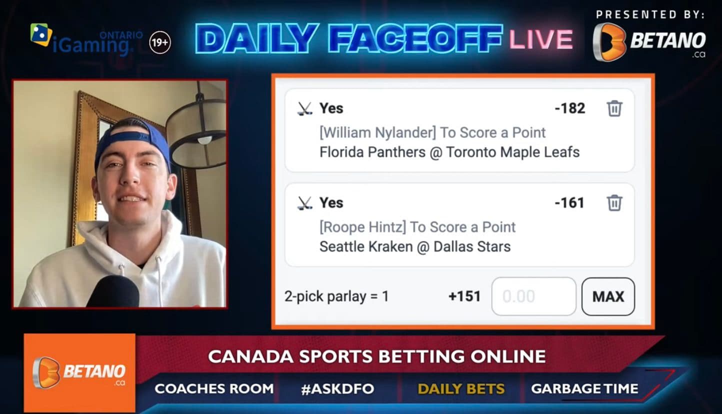 Betano Daily Bets: Maple Leafs/Stars Moneyline & Nylander/Hintz prop