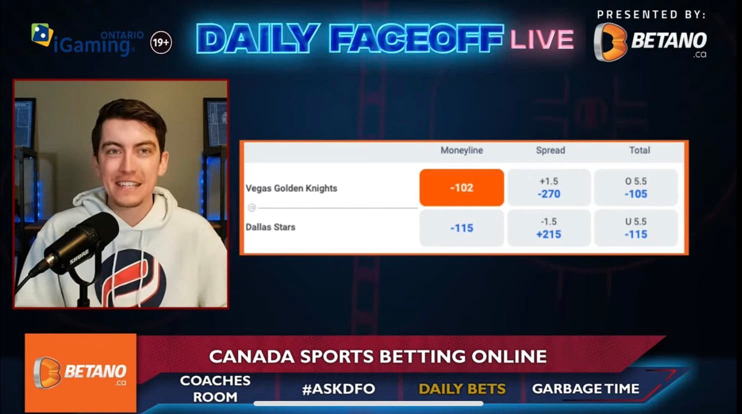 Betano Daily Bets: Golden Knights Moneyline & Jack Eichel prop