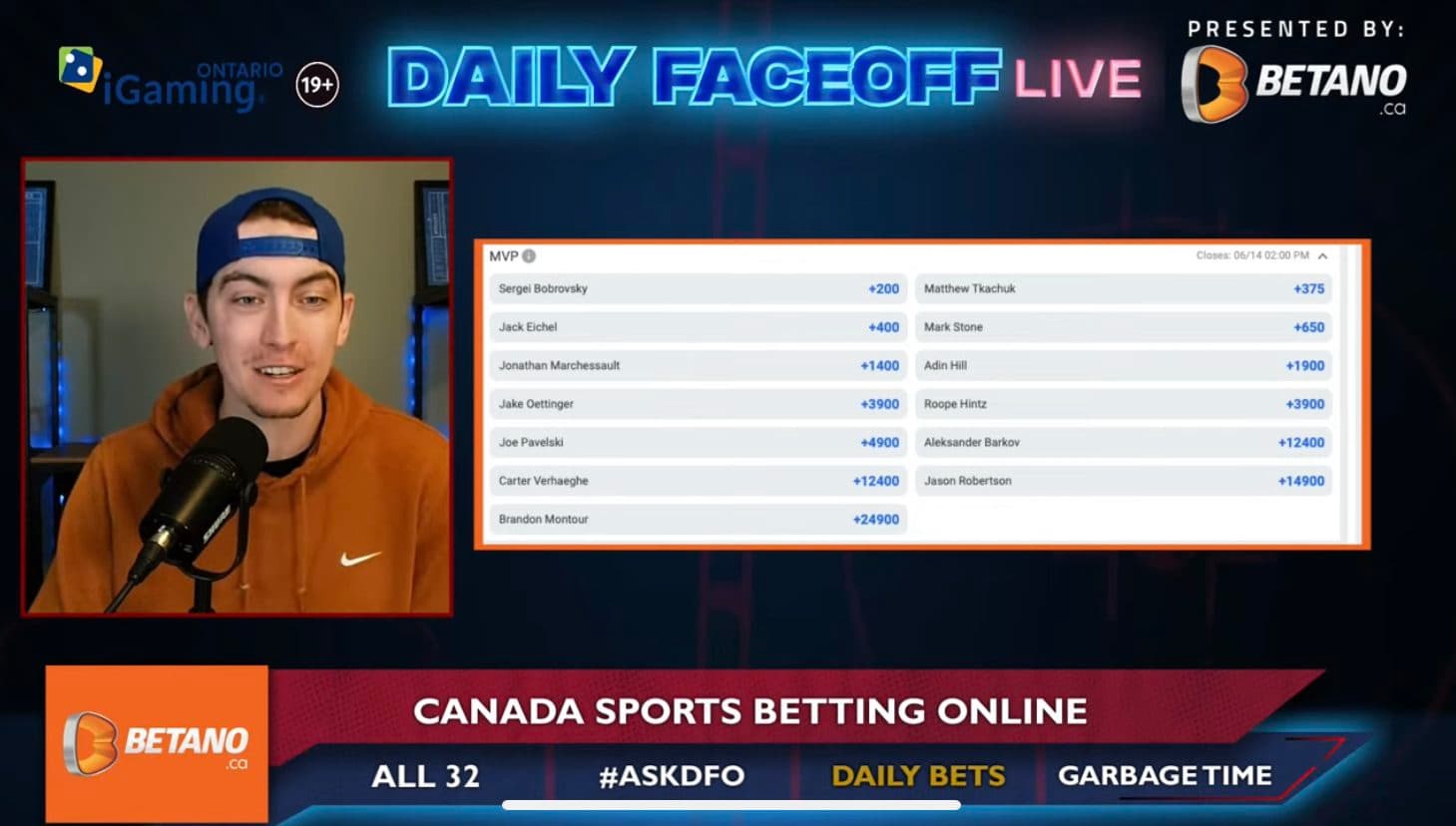 Betano Daily Bets: Conn Smythe Odds